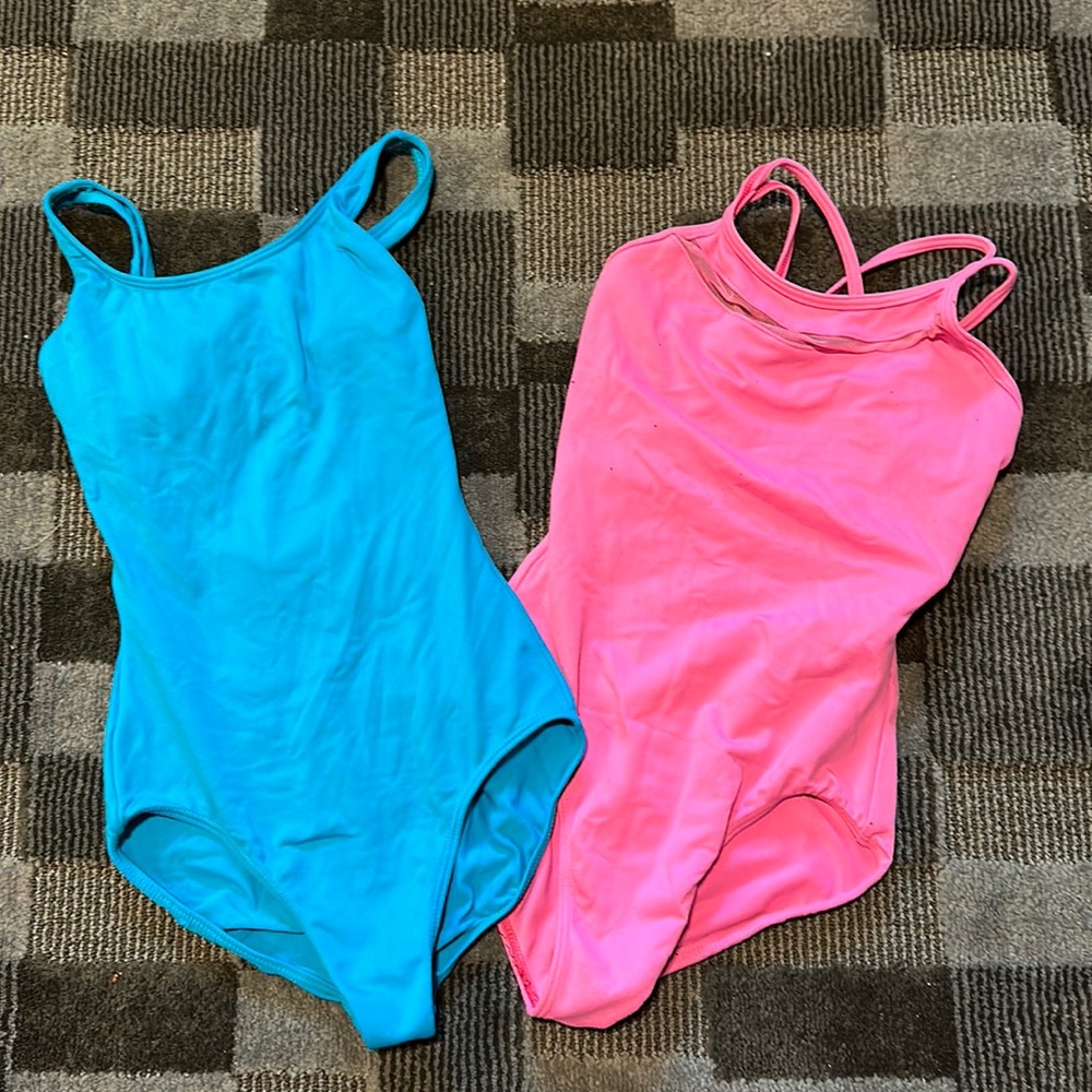 Vibrant Blue and Pink Kids Dance Costume Set